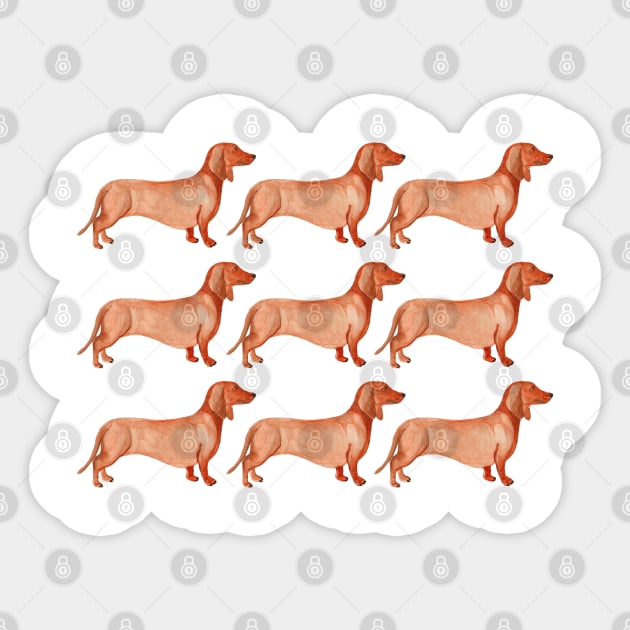Watercolor weenie dog pattern Sticker by kuallidesigns